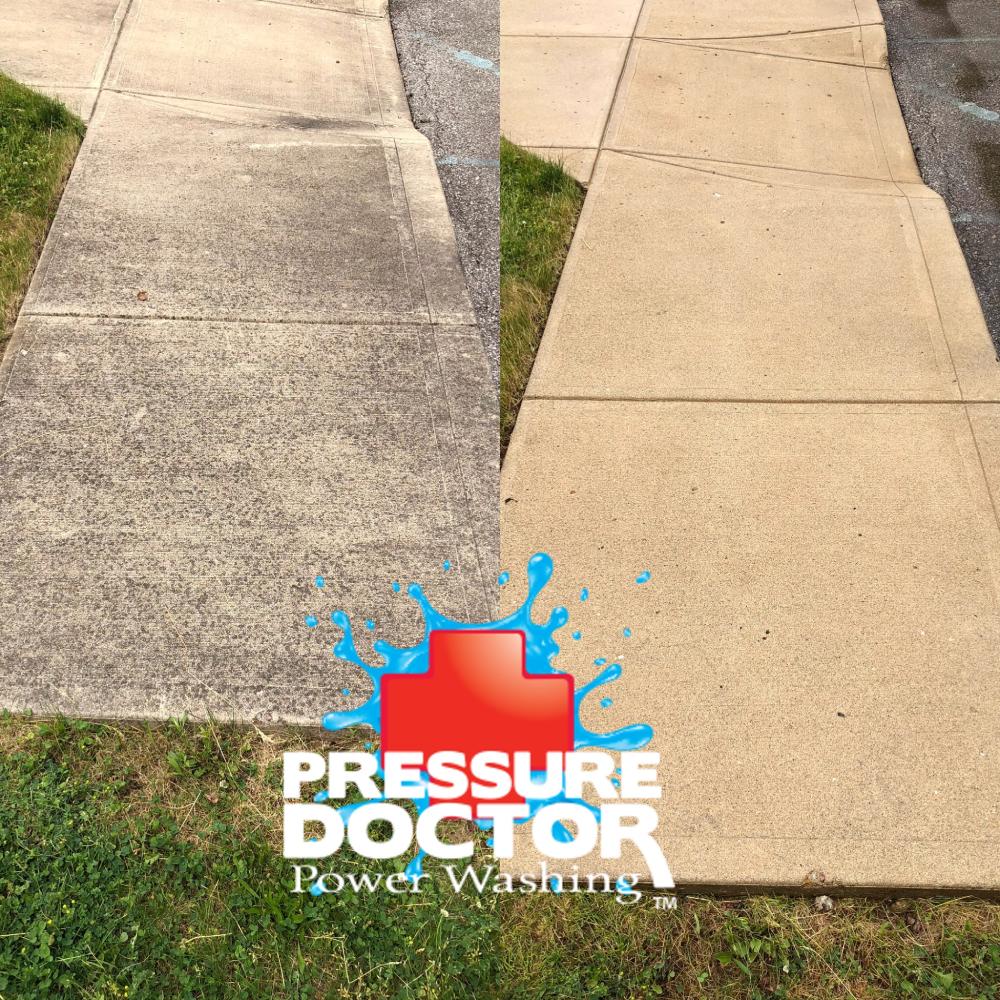 before and after brown sidewalk cleaning
